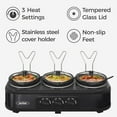 thumbnail image 3 of Superjoe Triple Slow Cooker Buffet Servers and Warmer,3 Pot Food Small Mini Manual Slow Cooker with Adjustable Temp Stainless Steel Lid Rests,Removable Ceramic Pot,4.5 QT Black, 3 of 8