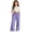 Purple, variant on hoksml Girls Solid Color Cotton Linen Wide Leg Pants, Kids Elastic Waist Drawstring Trousers with Pockets