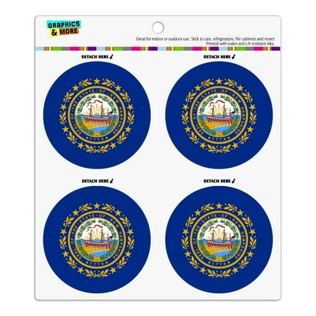 

New Hampshire State Flag Refrigerator Fridge Locker Vinyl Circle Magnet Set