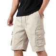 thumbnail image 2 of Nestiefly Cargo Shorts for Men Cotton Chino Twill Knee Length Elastic Waist Athletic Shorts with Multi Pockets Summer Casual Outdoor Hiking Short Beige XL, 2 of 5