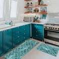 thumbnail image 4 of Teal Green Kitchen Mats for Floor, Turquoise Geometric Boho Kitchen Rugs Set of 2 Carpet Area Rug, Retro Vintage Farmhouse Boho Kitchen Decor and Accessories Stuff, 17x30 and 17x47 Inch, 4 of 6