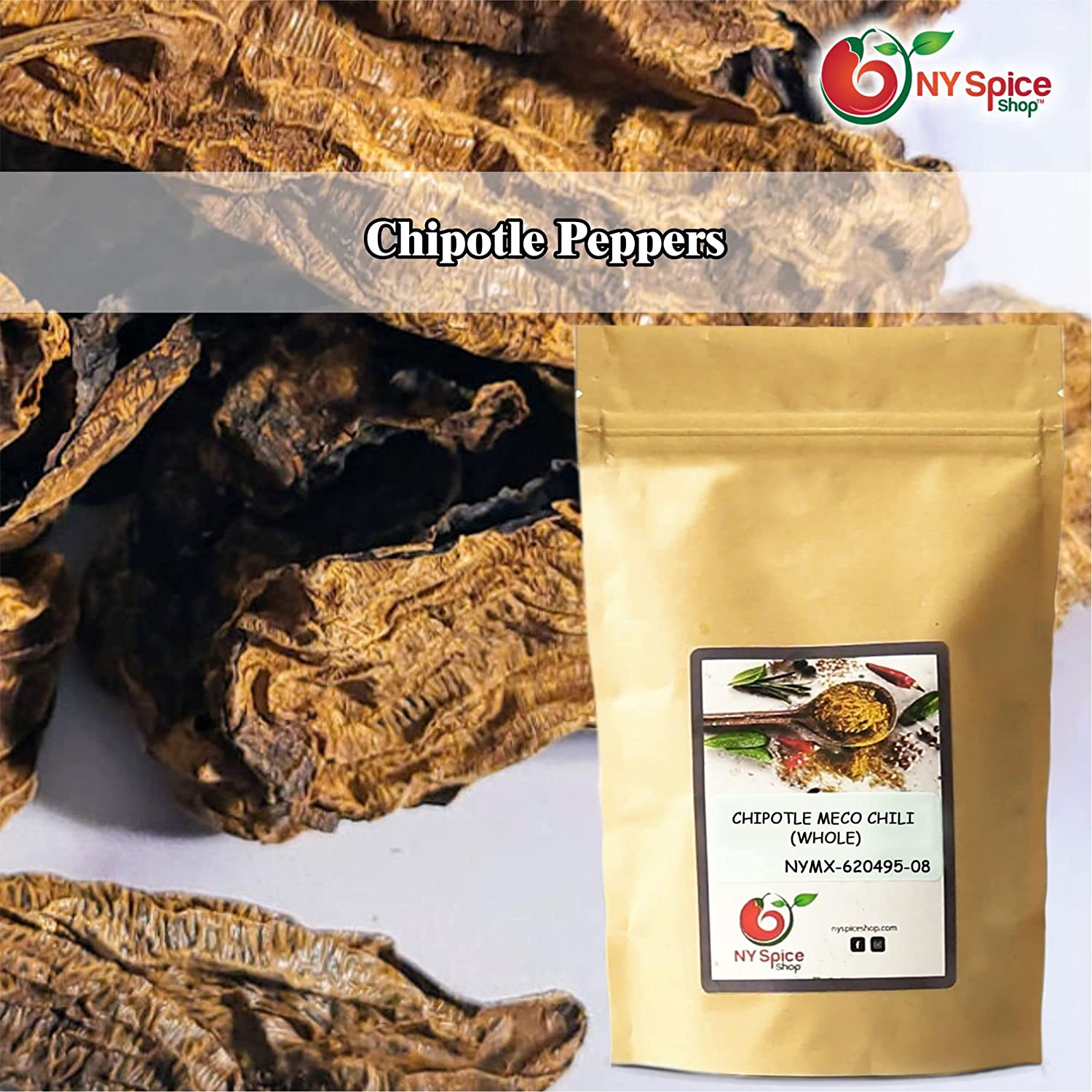 NY SPICE SHOP Chipotle Meco Chili – Dried Whole Meco Chipotle Peppers - Jalapenos Chipotle Chili – 1 lbs