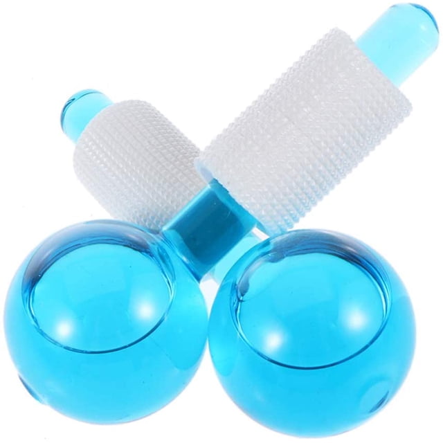 Bola de masaje facial, bolas de rodillo de hielo Bola de rodillo facial Masajeador facial de piel fría Herramientas para el dolor de cabeza en la cara y el cuello 2 piezas (azul) JAMW Sencillez