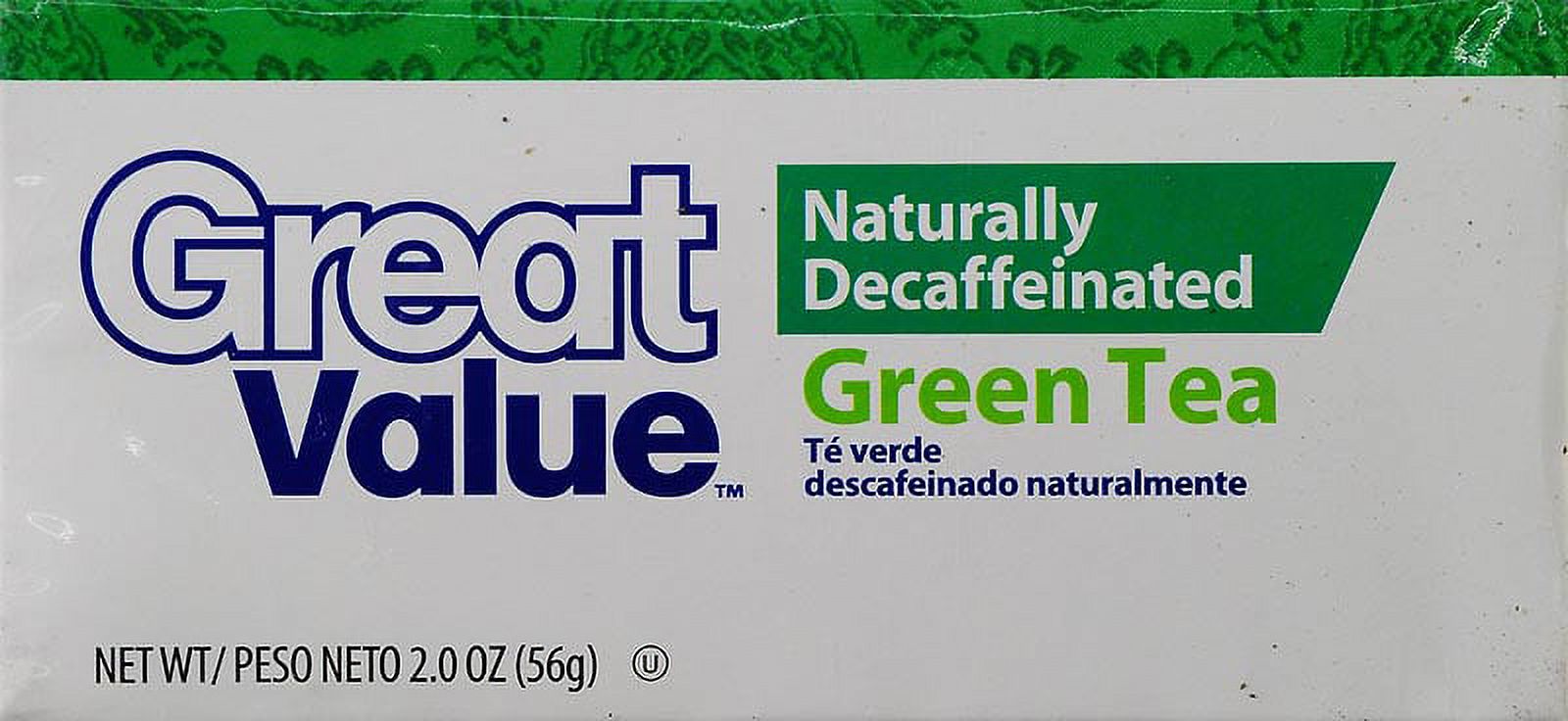 Great Value Naturally Decaffeinated Green Tea Tea Bags, 40 ct