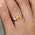 thumbnail image 5 of Gem Stone King 10K White Gold Yellow Citrine and White Moissanite 3-Stone Engagement Ring for Women (1.86 Cttw, 7MM Cushion and 4MM Trillion, Size 8), 5 of 6