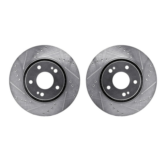 Dynamic Friction Company Front Brake Rotors-Drilled and Slotted-Silver 7002-72032