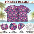 thumbnail image 5 of Netecom Hibiscus Purple Hawaiian Shirt for Men, Button Down Summer Beach Short Sleeve, Tropical Style, Sizes S-5XL, 5 of 6