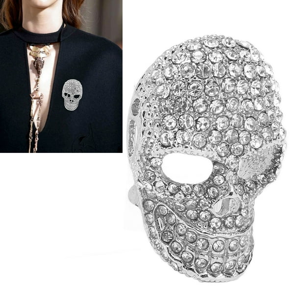 Skull Pin Brooch, Fashion Sparkling Skull Brooch For Halloween For Men 