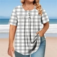 thumbnail image 6 of Hvyesh Women Plus Size Tshirts Summer Button Henley Shirts Plaid Short Sleeve Tops Lightweight Work Blouses, 6 of 6