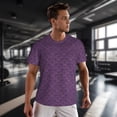 thumbnail image 3 of Wukai Retro Florals Purple Print Men's Short-Sleeved Mesh T-Shirt,Quick-Dry Short Sleeve Workout T-Shirt-Small, 3 of 8