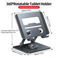 thumbnail image 3 of Support de Tablette Rotatif à 360° pour iPad, Support de Tablette Pliable Réglable, Support de Téléphone en Aluminium Compatible avec iPad Pro/ Air/ Mini, 3 of 17