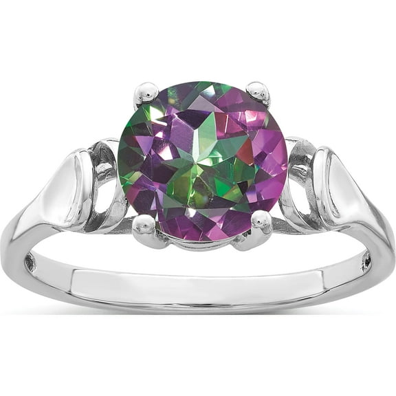 14K White Gold 8mm Fire Topaz Ring (Size 7) Made In United States y4723ft