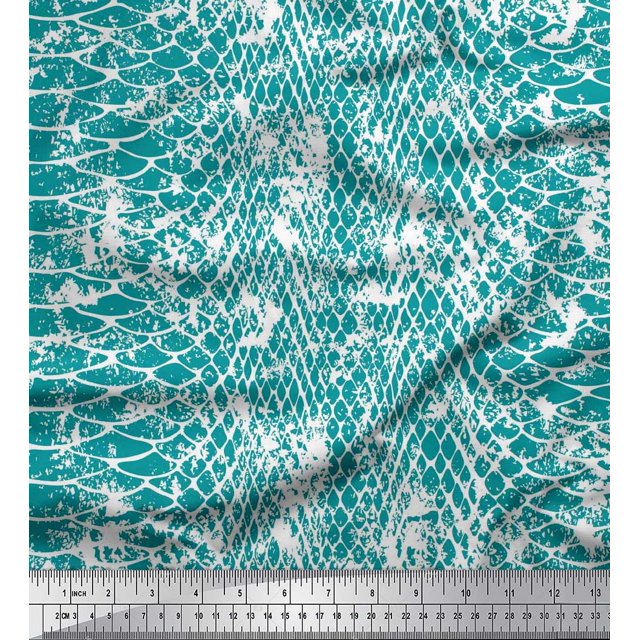 Soimoi Polyester Crepe Fabric Snake Animal Skin Decor Fabric Printed Yard 52 Inch Wide