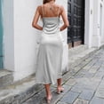 thumbnail image 5 of Bigersell Cocktail Dresses for Women Summer Fashion Solid Color Sleeveless Sling V-Neck Button Dress Regular Sweater Dress Style 29779, Female Extra long Dresses Gray S, 5 of 5