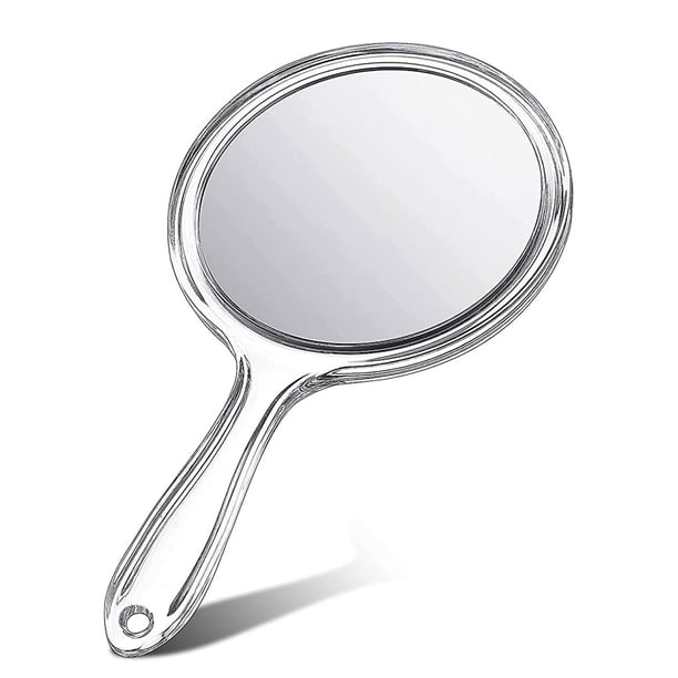 Espejo de aumento de maquillaje ABS para mujer, portátil, de mano, de doble cara, de repuesto, para salón, espejos de maquillaje cosmético Pinceles de maquillaje y herramientas Transparente Minnieouse BFH000395-00