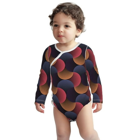 

Haiem Circular Stripes Printed Unisex-Baby Long Sleeve Onesies Bodysuits Unisex Babies Snap-Up Rompers-18 Months