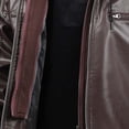 thumbnail image 5 of Sevevn Men Faux Leather Jacket Full Zip Up Detachable Knit Hood Regular Fit Faux Leather Fabric Chest Zip Pocket Side Zip Pockets Straight Cuffs For Casual Wear, 5 of 5