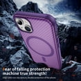 thumbnail image 6 of Magnetic Case Designed for iPhone 15, Carbon Fiber Texture Compatible with Mag-Safe Charging Cover, Slim Lightweight Shockproof Case Skin-Feel Protective for iPhone 15, Purple, 6 of 9