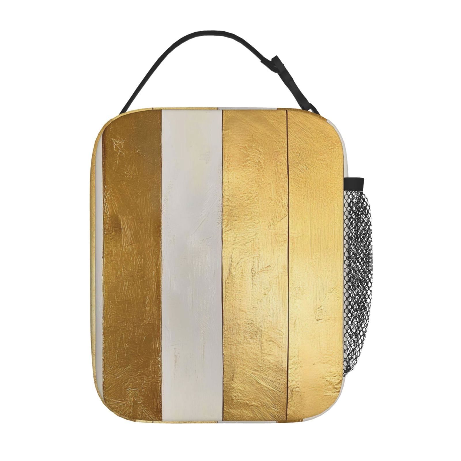 Lunch Bag For Women Men Insulated Portable Lunch Box Bento Box Office Picnic Travel Cooler Bag Gold Stripe_1