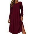 thumbnail image 2 of Omexry Work Dresses for Women Women's Fashion And Leisure Splicing Long Sleeve Round Neck Loose And Comfortable Dress, 2 of 7