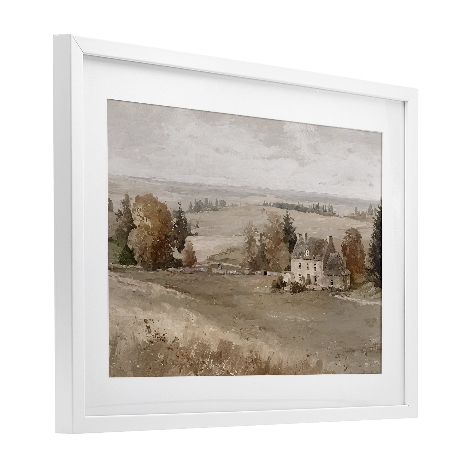 Stupell Industries Quaint Cottage in Countryside White Framed Print Under Glass, design by Jacky Ngan
