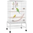 thumbnail image 1 of PawHut Bird Cage with Rolling Stand, Toys, for Budgies Canaries White, 1 of 10