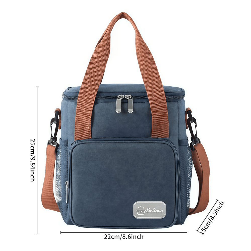 Agoplee Insulated Lunch Box for Men/Women, Leakproof Lunchbox for Work Office Picnic Beach - Freezable Lunch Cooler Bag with Adjustable Shoulder Strap - Blue