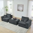 thumbnail image 4 of Miniyam Corduroy Modular Sofa, Cloud Couch Deep Seat Sectional with Pillows and Ottoman, No Assembly Required, Living Room Furniture, Grey, 4 of 10