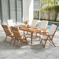 thumbnail image 3 of 7 Piece Patio Dining Set, Outdoor Acacia Wood Furniture Set, Extendable Rectangular Table and 6 Foldable Reclining chairs /Removeable Cushion, FSC Certified, for Deck Garden Backyard, 3 of 10