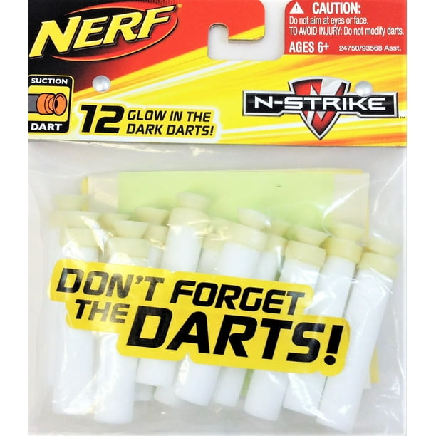 Official Nerf NStrike Elite Series Glow in the Dark Suction Darts 12 Pack