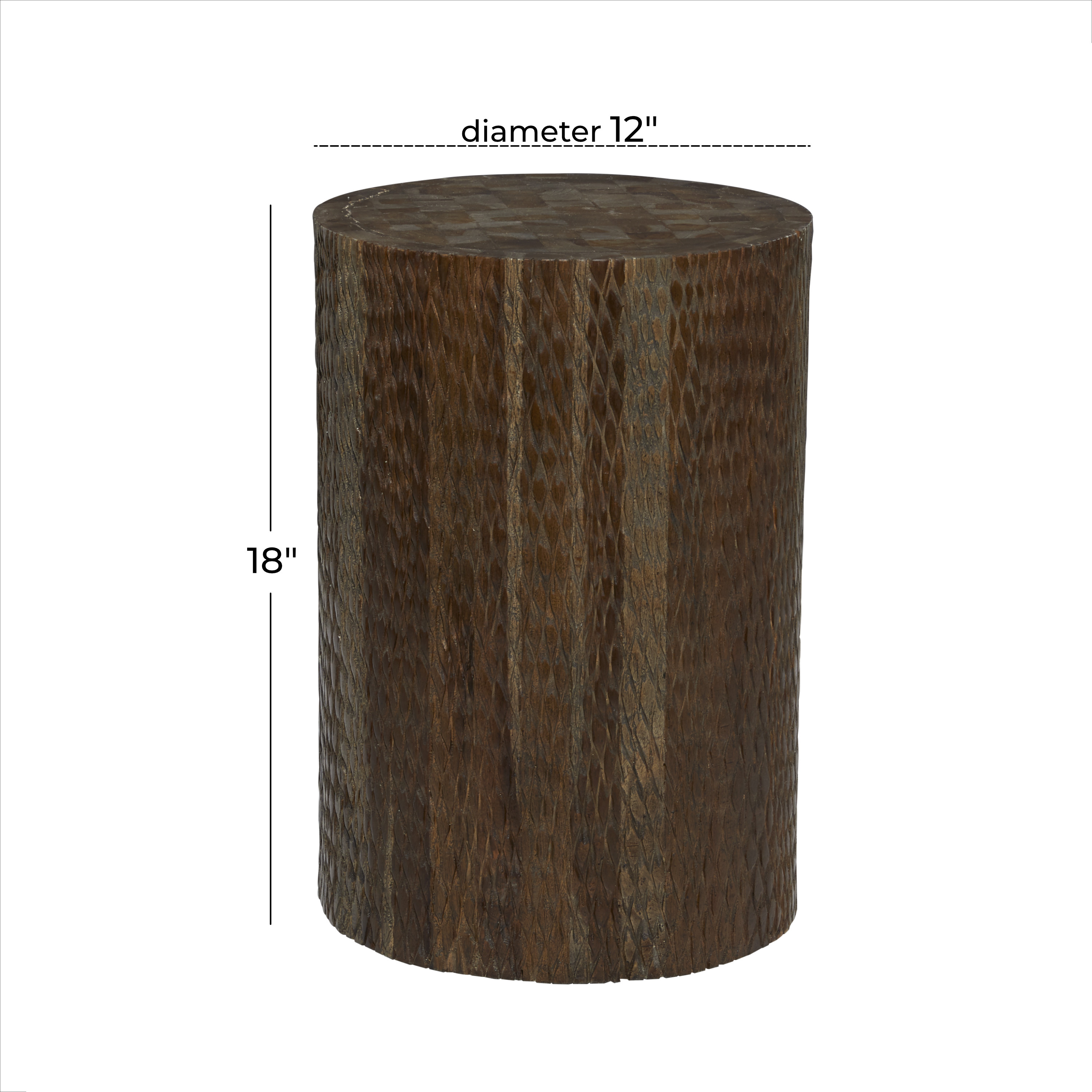 DecMode 12" x 18" Brown Teak Wood Intricately Carved Accent Table, 1-Piece