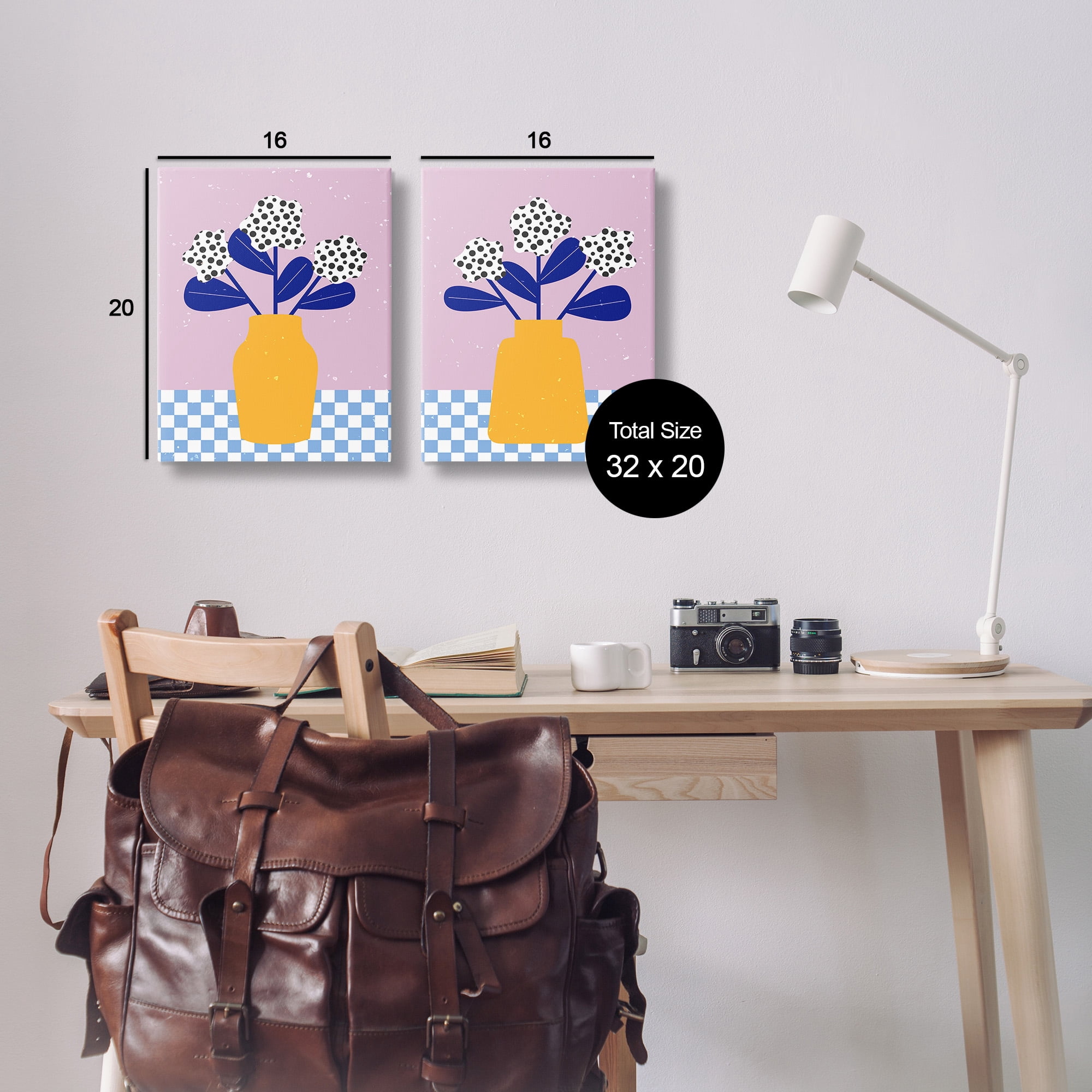 Stupell Industries Patterned Flowers in Vases Botanical & Floral Painting Gallery Wrapped Canvas Art Print Wall Art, 16 x 20, Set of 2