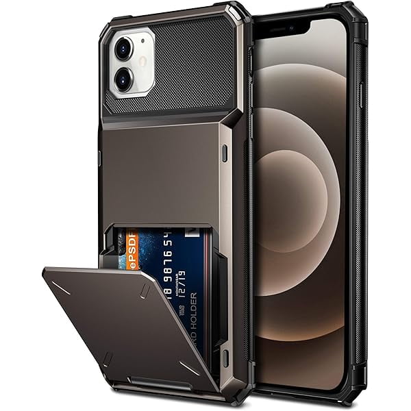 wonima11 Vofolen Compatible with iPhone 12 Case 5G Wallet 4-Card Slot Credit Card Holder Flip Hidden Pocket Dual Layer Protective Back Cover Compatible with iPhone 12 5G 6.1inch Gun