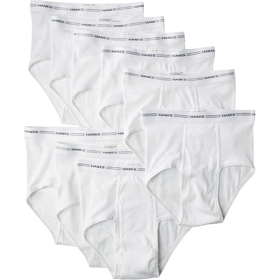 "Hanes 9-Pack Mens White 100% Cotton Tagless Briefs 2252P7 (Large (Waist 36""-38""))"