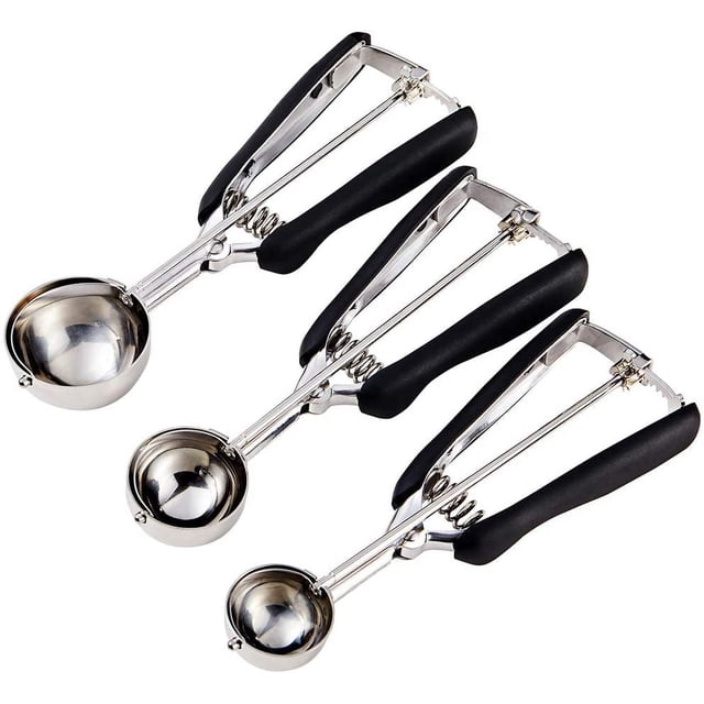 El juego de cucharas para galletas incluye 1 cucharada/2 cucharadas/3 cucharadas 3 cucharadas para galletas para hornear cuchara para masa para galletas hecha de acero inoxidable 18/8