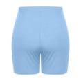 thumbnail image 6 of Women's Elastic Waist Ribbed Yoga Workout Shorts Athletic Leggings Slim Fit Breathable Shorts Light Blue 3XL, 6 of 6