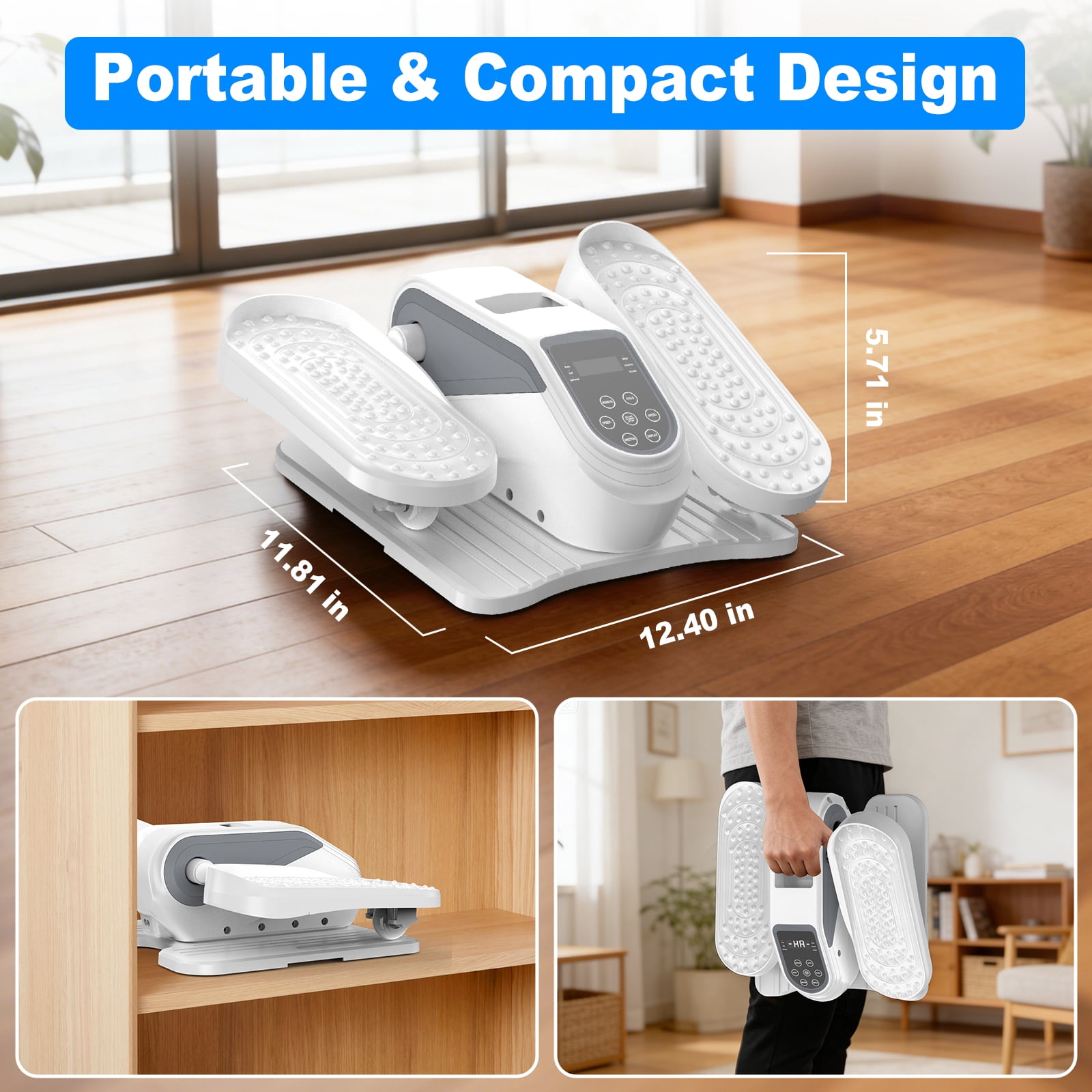 Funslim Under Desk Elliptical Machine, Electric Elliptical Exerciser for Senior, Quiet & Small Electric Seated Pedal Exerciser for Home with Remote Control，Display Monitor & 12 Adjustable Speeds
