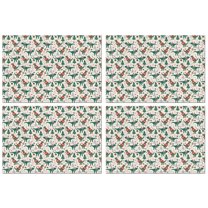 Beige Christmas Dinosaur Pattern Summer Placemats Table Placemats Set Of 4-Linen Kitchen Washable Placemats Table Mats 11.8"x17.7" Non-Slip Heat Resistant