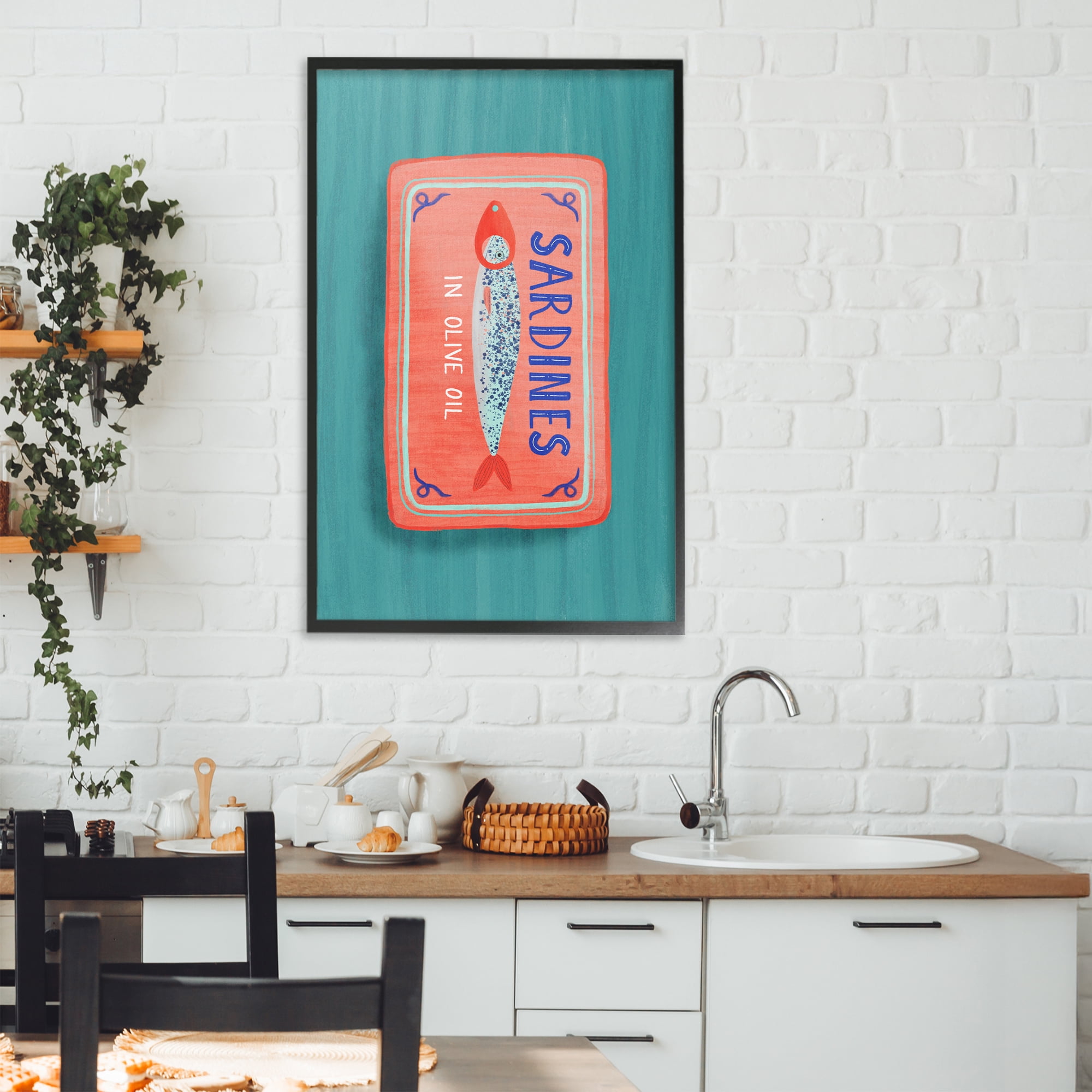 Stupell Industries Sardines Olive Oil Seafood Black Framed Giclee Art, design by Metka Hiti