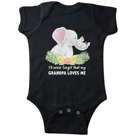 

Inktastic I ll Never Forget That My Grandpa Loves Me Cute Elephants Gift Baby Boy or Baby Girl Bodysuit