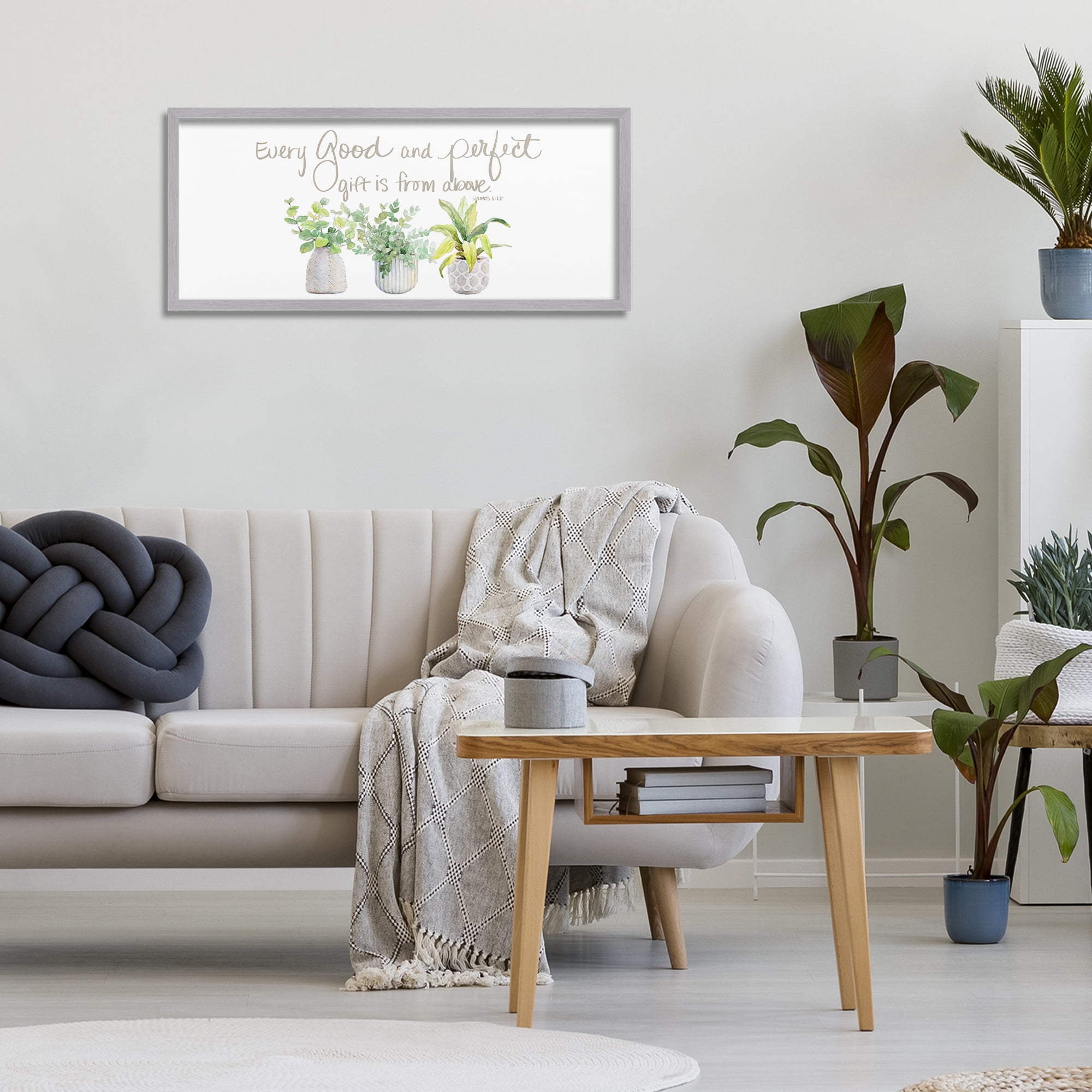 Stupell Industries Every Good & Perfect Gift Gray Framed Giclee Art, design by Lanie Loreth