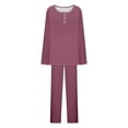 thumbnail image 7 of yievot Women's Pajama Set Soft Long Sleeve Top With Pants Solid Color Loungewear Sleepwear Pajamas, 7 of 7