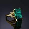 thumbnail image 2 of Jewelrypalace 5.9ct Emerald Cut Nano Russian Simulated Emerald Cocktail Ring 925 Sterling Silver Yellow Gold Plated, 2 of 5