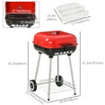 thumbnail image 3 of Outsunny Barbecue au Charbon de Bois, Bouilloire Portable avec Couvercle, Roues, Étagère de Rangement, Rouge, 3 of 10