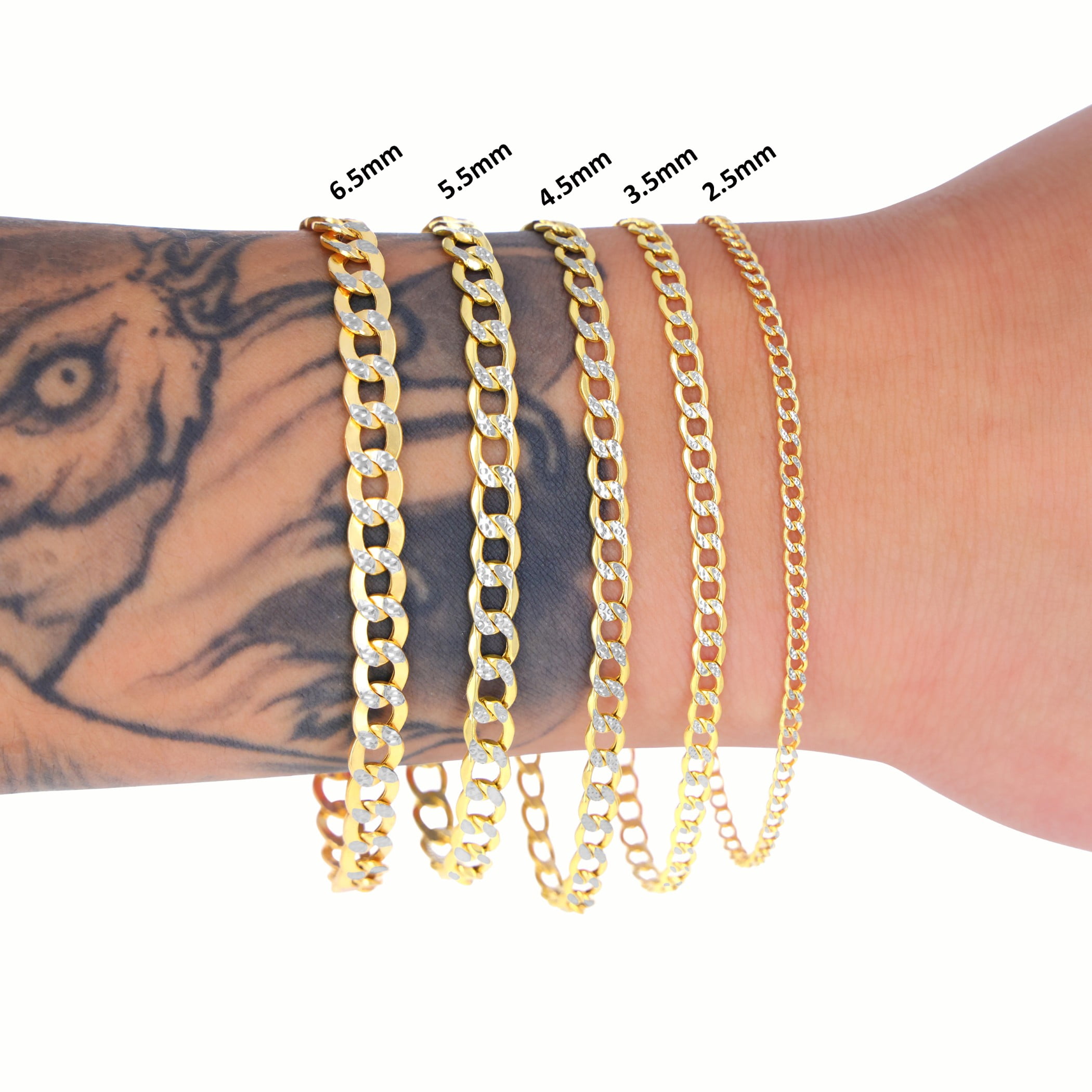 Nuragold 10K Real Yellow Gold Cuban Diamond Cut Pave Curb Link Chain Bracelet 7"-9" (2.5mm-6.5mm) Italian Jewelry for Men & Women