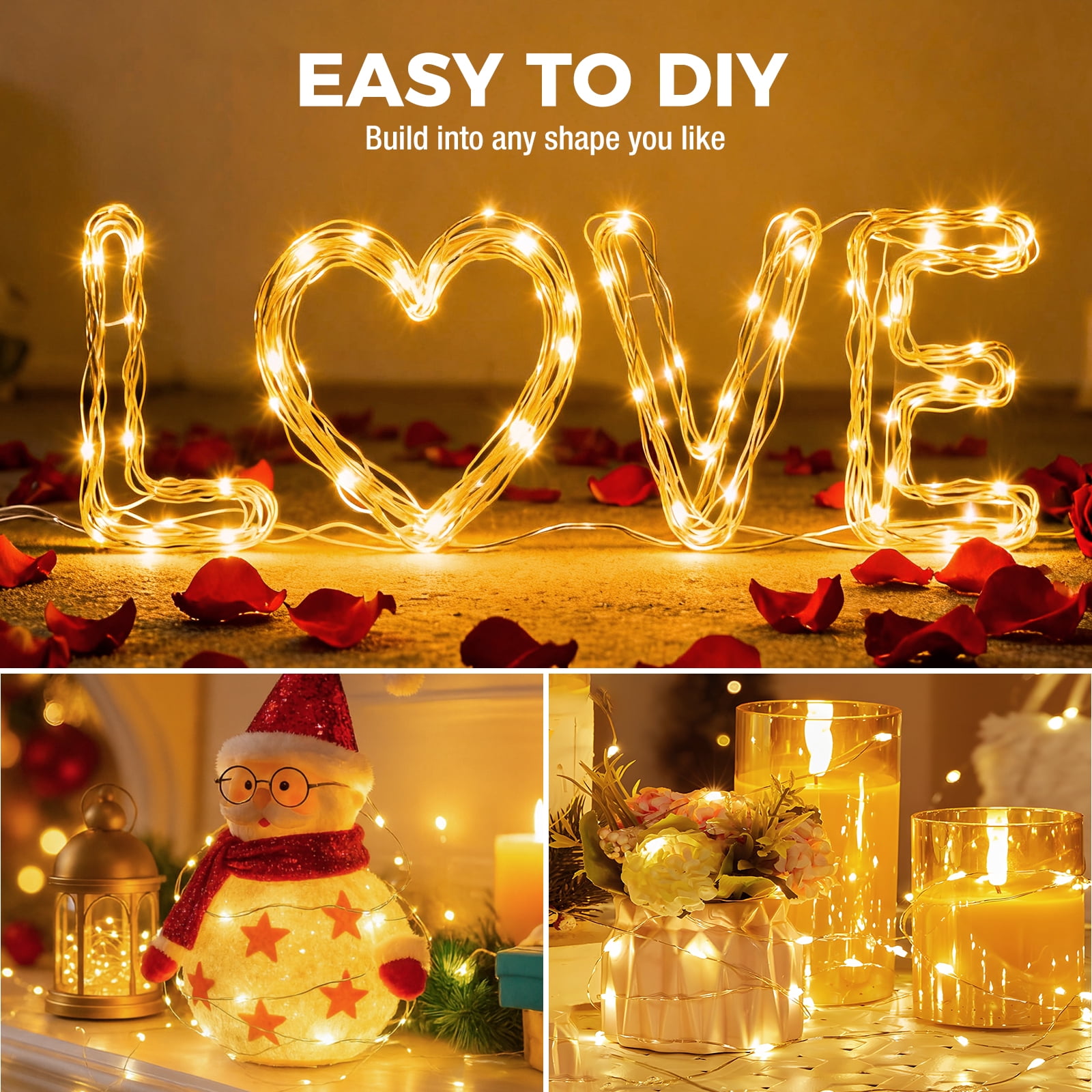 20 Pack Battery Operated Fairy Lights 7ft 20LED with 3 Modes, Waterproof Twinkle Lights for Mason Jars Wedding Centerpieces DIY Christmas Decor, Yellow
