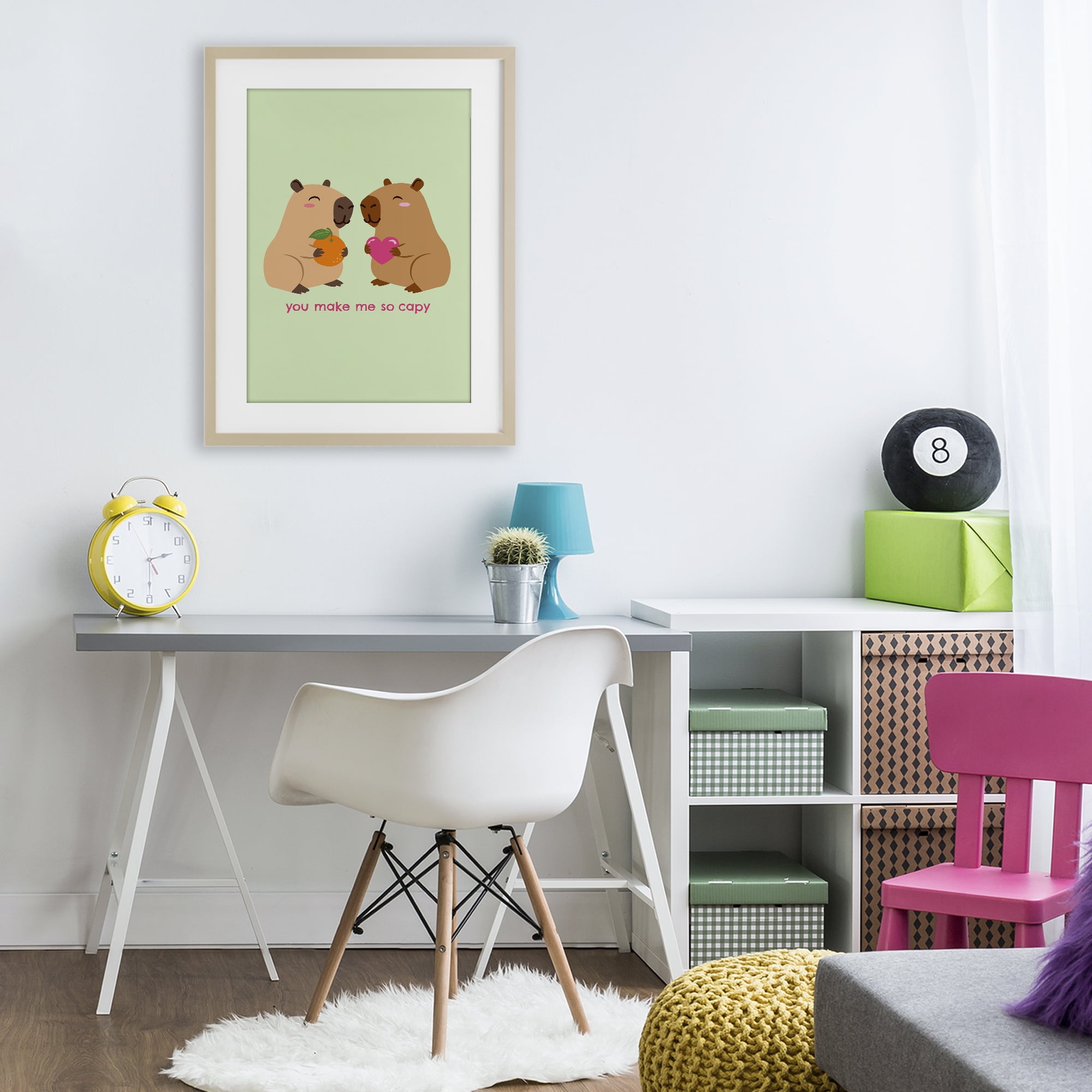You Make Me So Capy Birch Framed Print Under Glass, design by Emily Dumas