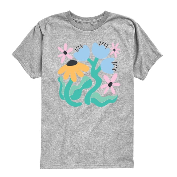 Instant Message - Abstract Flowers Short Sleeve Graphic T-Shirt
