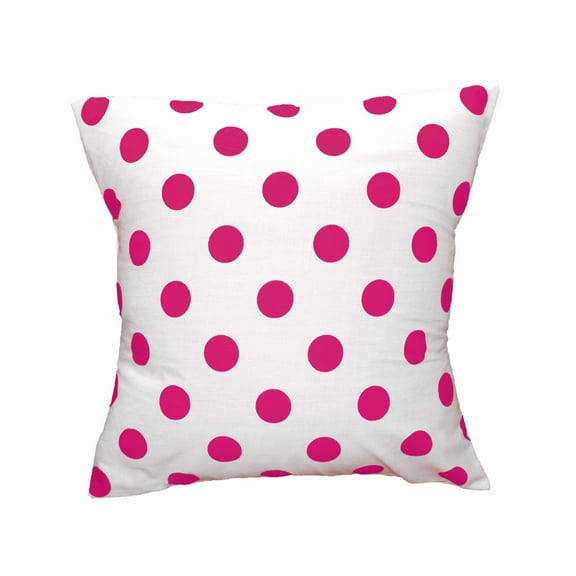 Cotton Polka Dots Decorative Throw Pillow/Sham Cushion Cover Fuchsia On White