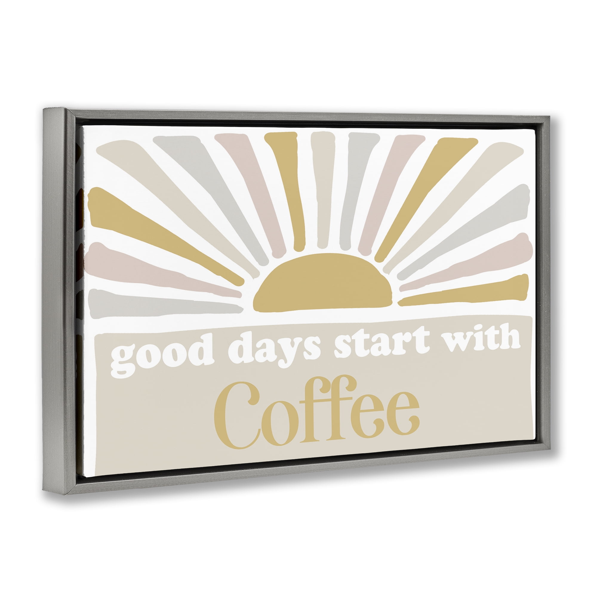Stupell Industries Good Days Coffee Landscape Painting Gray Floater Framed Art Print Wall Art, 31 x 21